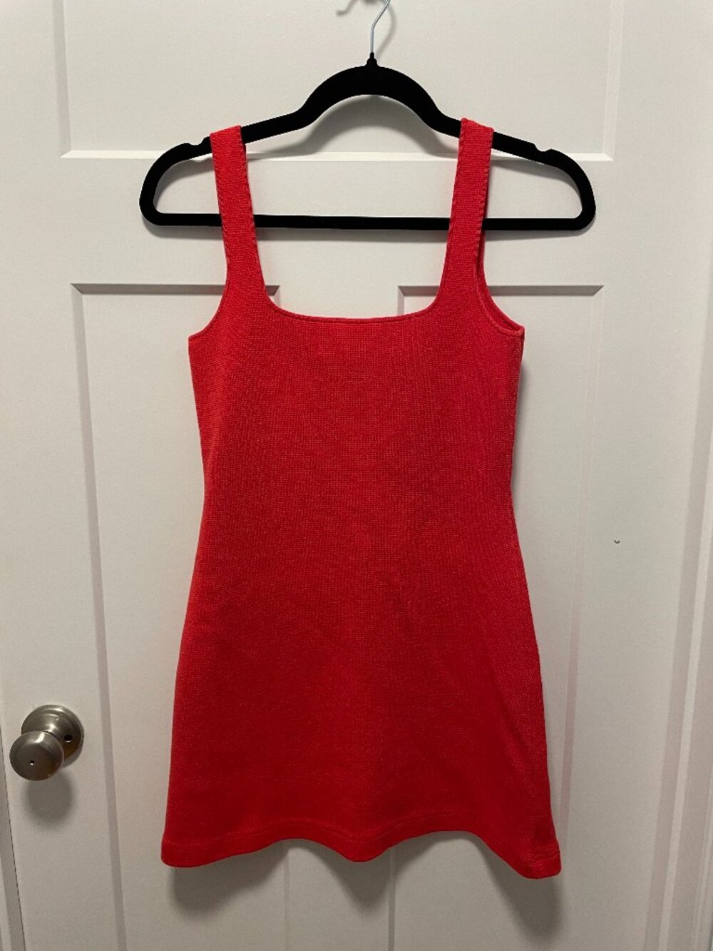 J.Crew Squareneck Mini Sweater Dress Belvedere Red Knit A-Line Size XS